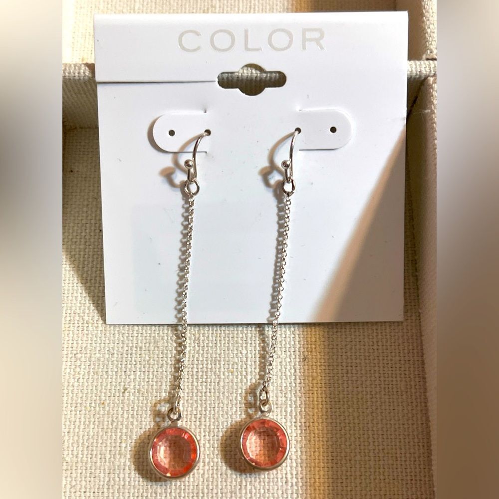 Elegant Silver and Pink Drop Earrings